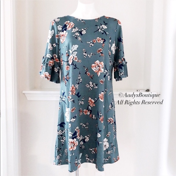 Jules & Leopold Dresses & Skirts - JL FLORAL PRINT WITH TIERED SLEEVES DRESS SIZE L
